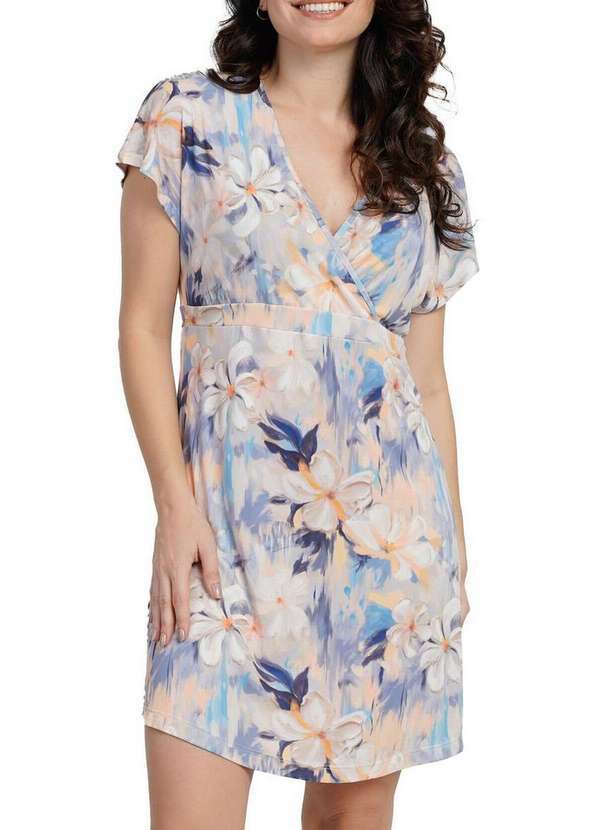 Vista 2 Kaftan Feminino Curto Podiun 266003 495-Floral-Aurora Podiun