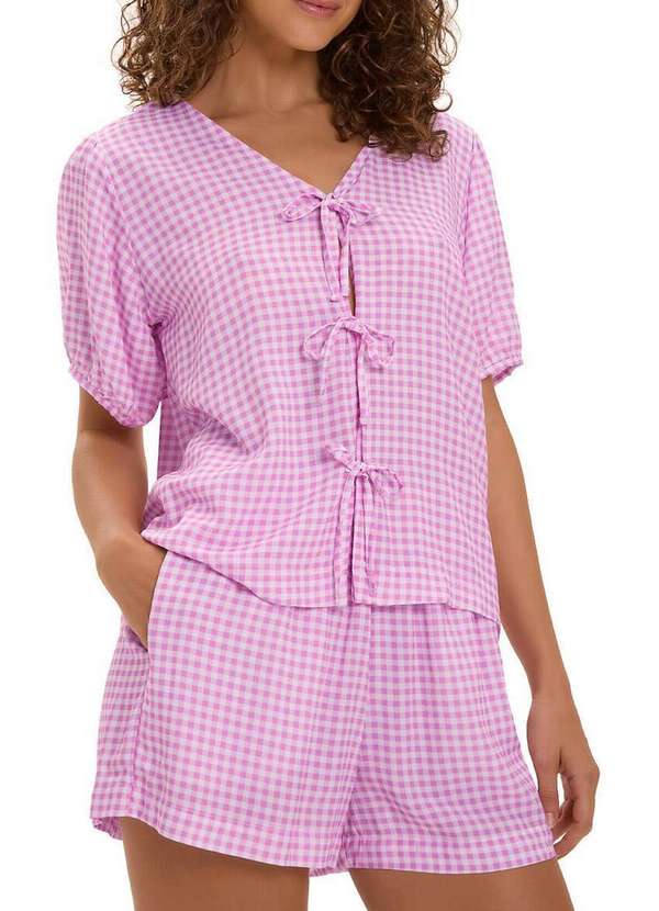 Pijama Feminino Curto com Abertura Cor com Amor 2010813