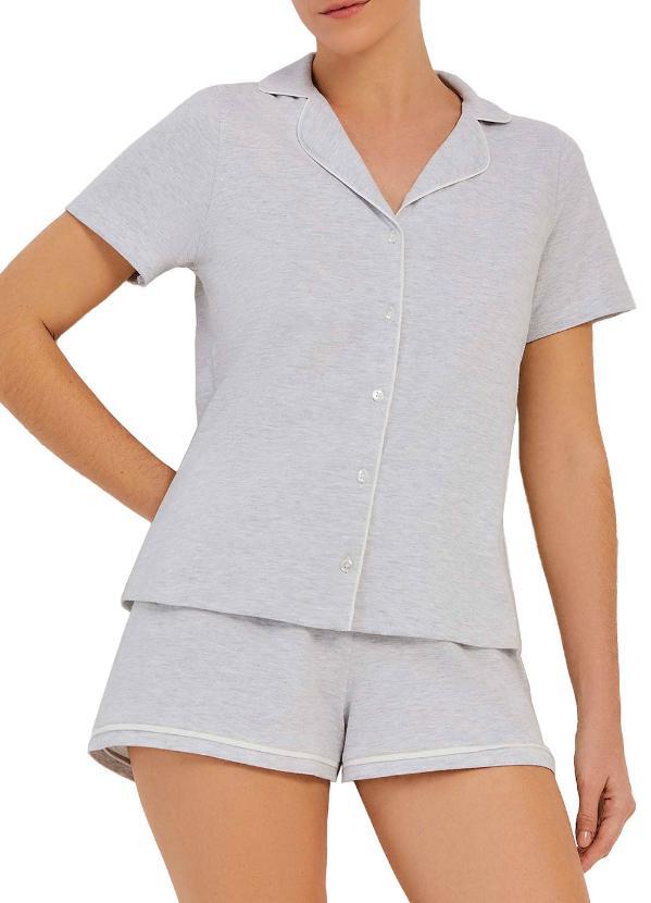 Pijama Feminino Curto com Abertura Hering Branco