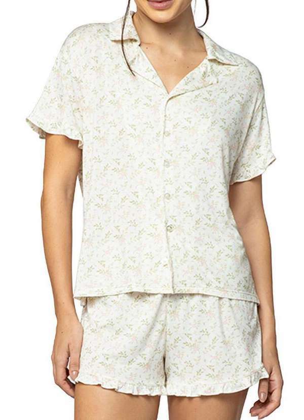 Pijama Feminino Curto com Abertura Lupo Branco 24622-001