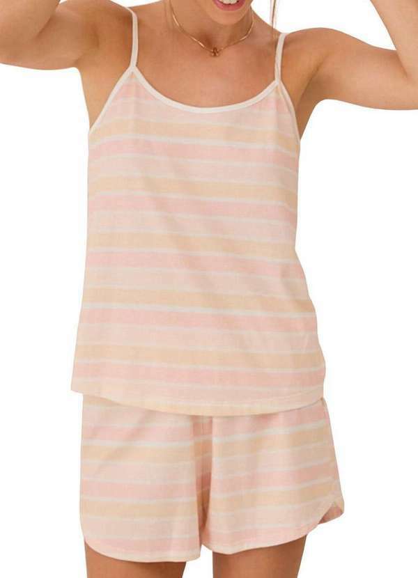 Pijama Feminino Curto Rosa