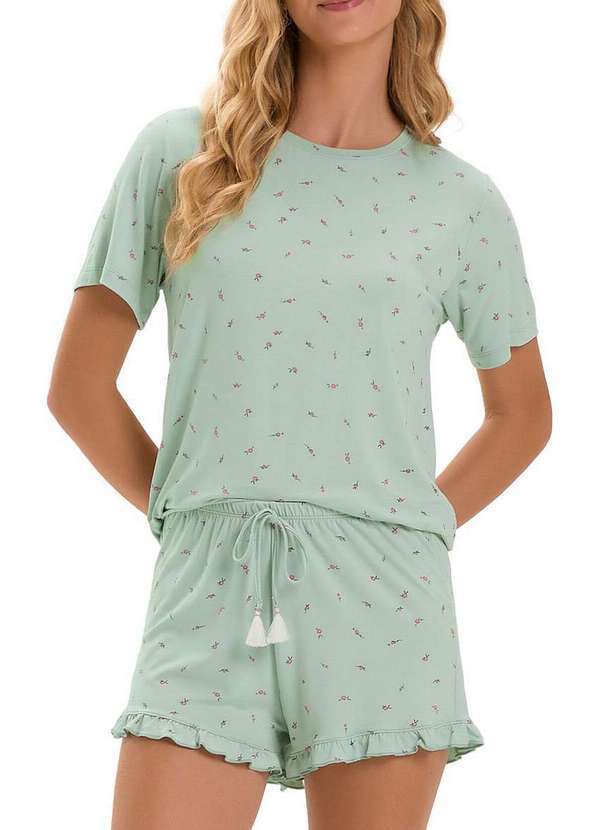 Vista 2 Pijama Feminino Curto Cor com Amor 2010961 Verde Cor com Amor