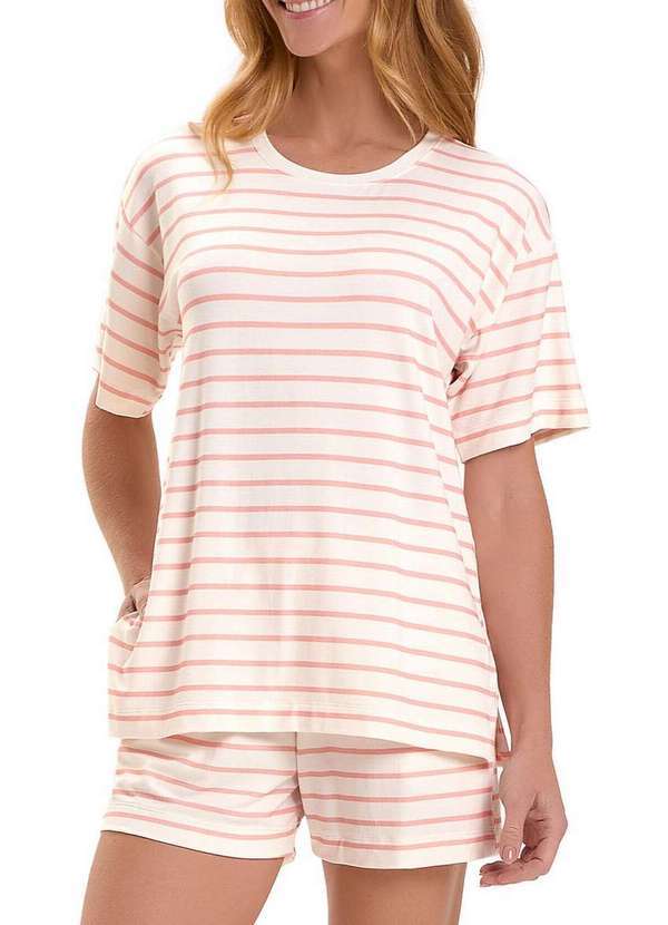 Vista 2 Pijama Feminino Curto Cor com Amor 2010970 Off-White Cor com Amor