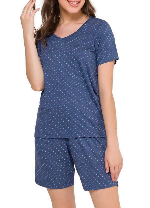 Pijama Feminino Curto Espaço Pijama 4010130 Azul