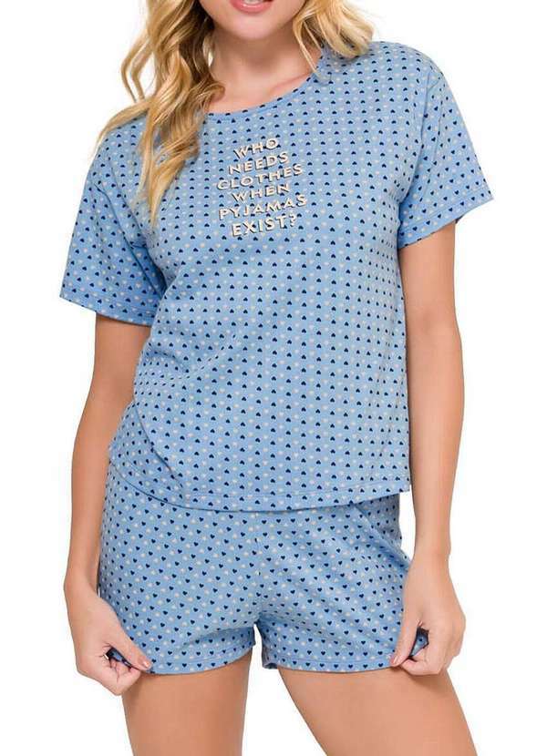 Vista 2 Pijama Feminino Curto Espaço Pijama 4010132 Azul Espaço Pijama
