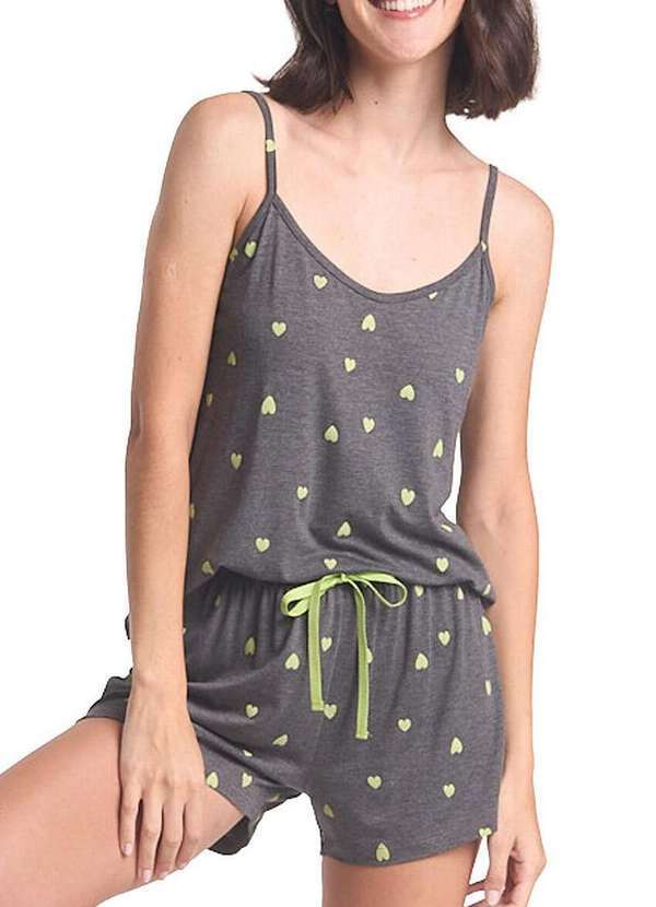 Vista 2 Pijama Feminino Curto Espaço Pijama 4010286 Chumbo Espaço Pijama