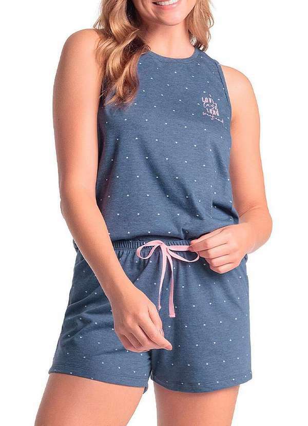 Vista 2 Pijama Feminino Curto Espaço Pijama 4010317 Azul Espaço Pijama