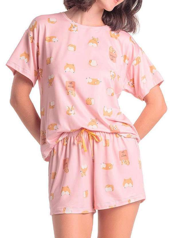 Pijama Feminino Curto Espaço Pijama 4010327 Rosa