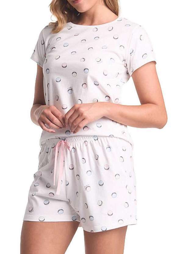 Vista 2 Pijama Feminino Curto Espaço Pijama 4010339 Off-White Espaço Pijama