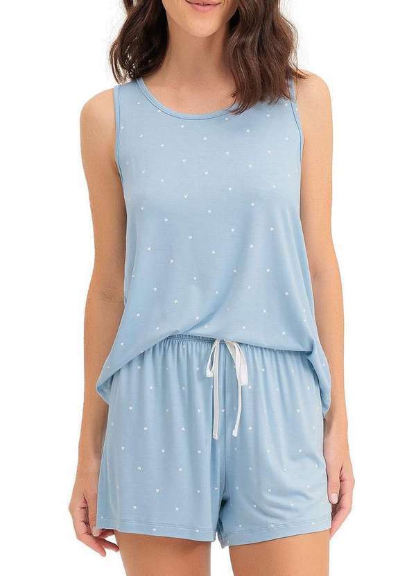 Vista 2 Pijama Feminino Curto Espaço Pijama 4010457 Azul Espaço Pijama