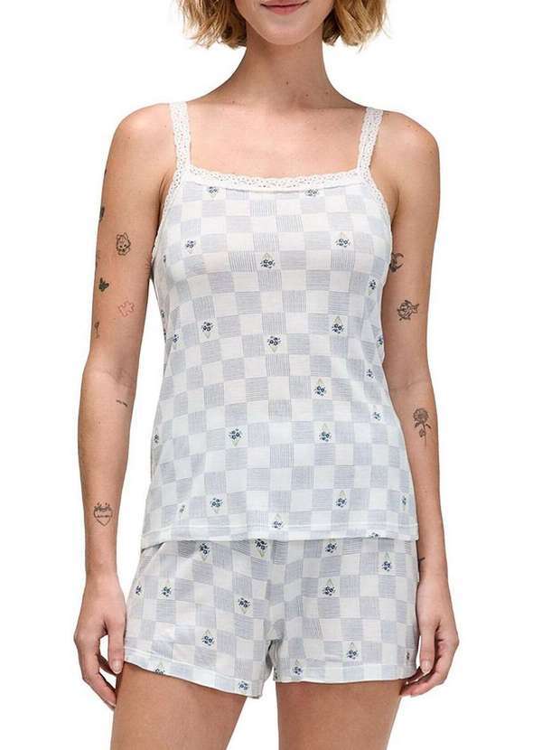 Vista 2 Pijama Feminino Curto Hering 7byf 2x-Off-White Hering