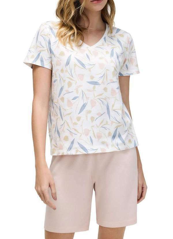 Vista 2 Pijama Feminino Curto Hering 7c09 1k-Bege Hering
