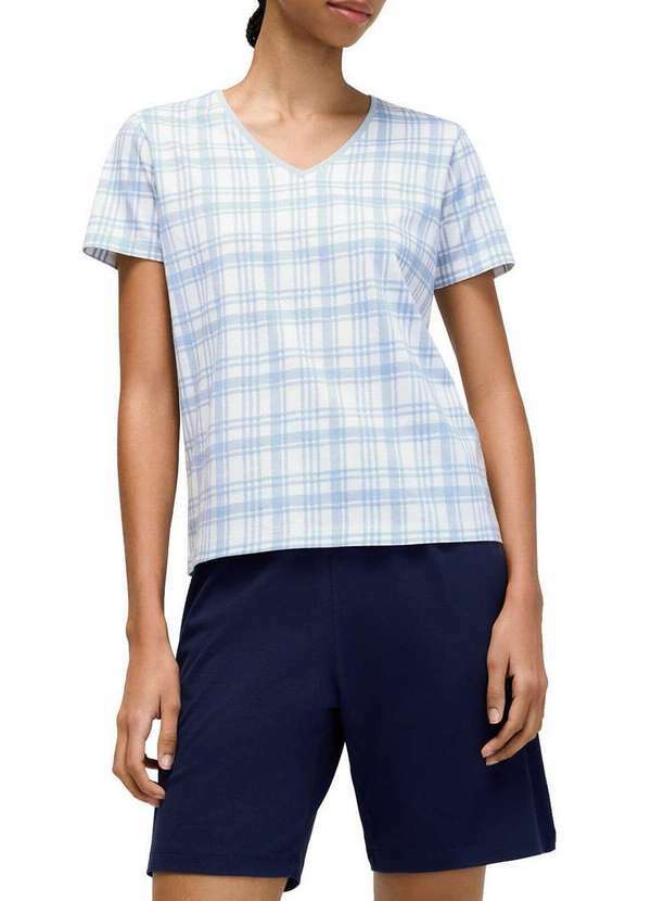 Pijama Feminino Curto Hering 7c09 1j-Azul-Escuro