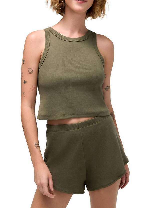 Vista 2 Pijama Feminino Curto Hering 7ckr Eac-Oliva-Médio Hering