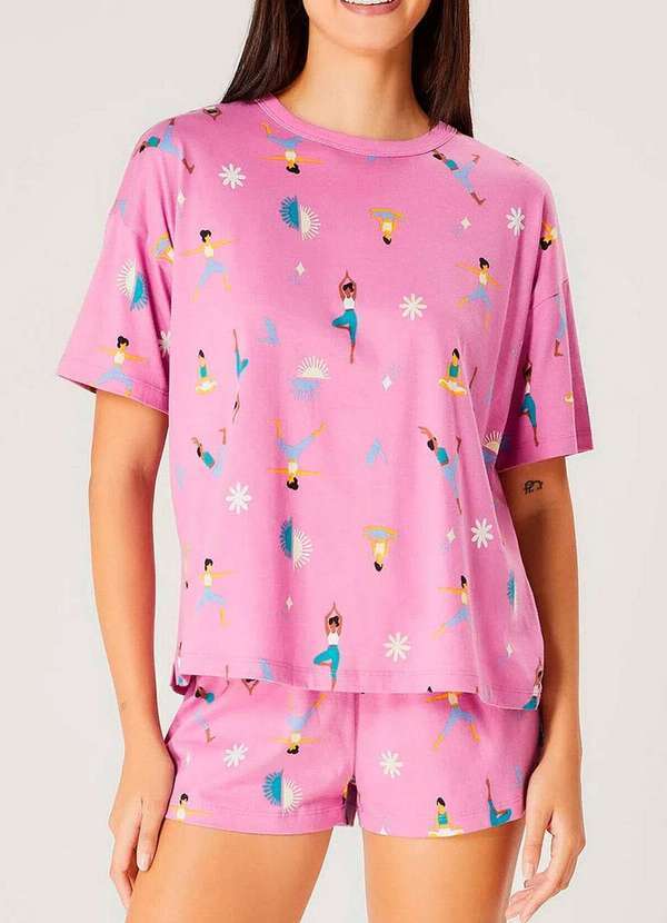 Vista 2 Pijama Feminino Curto Hering 7cmv 2c-Azul-Claro Hering