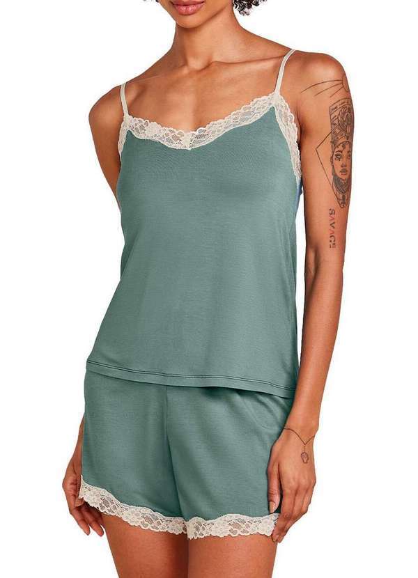 Pijama Feminino Curto Hope 0lcs1650 Vbt-Verde-Botânico
