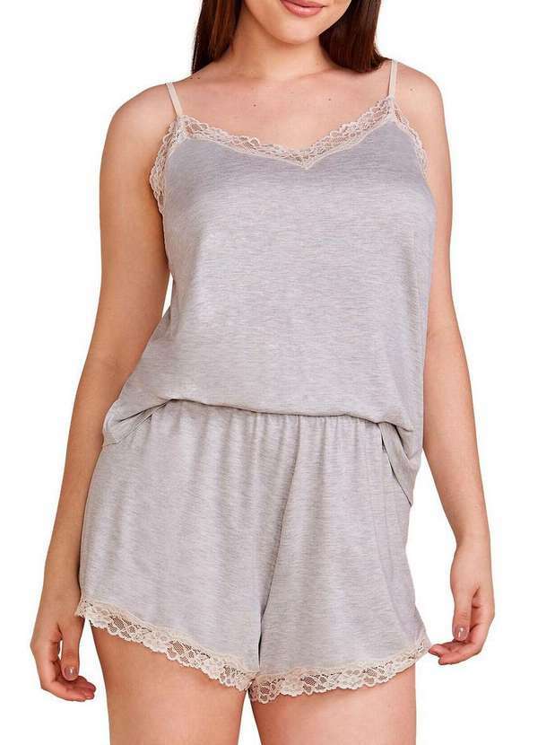 Pijama Feminino Curto Hope 0lcs1650 Csc-Cinza-Mescla-Claro