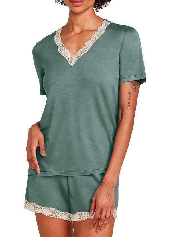 Pijama Feminino Curto Hope 0mcs1650 Vbt-Verde-Botânico