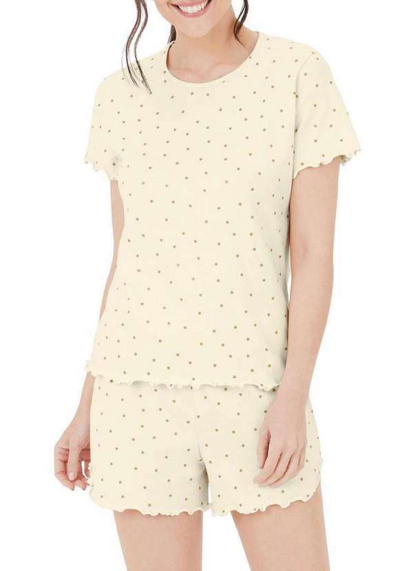 Vista 2 Pijama Feminino Curto Malwee 1000128767 Dq92a-Bege Malwee