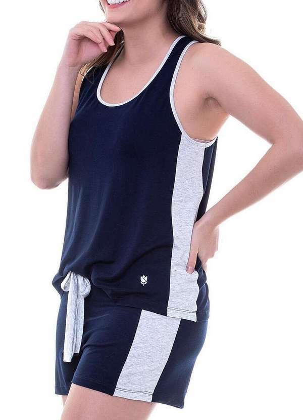 Pijama Feminino Curto Podiun Azul