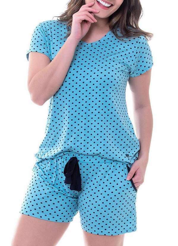Vista 2 Pijama Feminino Curto Podiun 225036 Verde Podiun