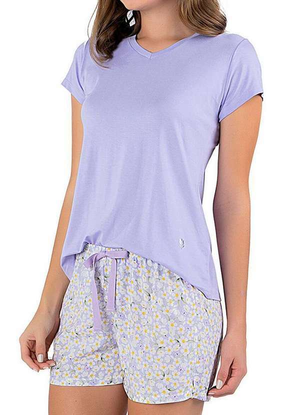 Vista 2 Pijama Feminino Curto Podiun 235021 Floral-Lavanda Podiun