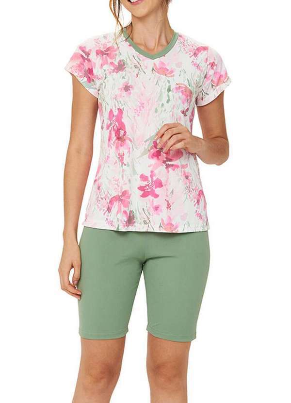 Pijama Feminino Curto Podiun Rosa