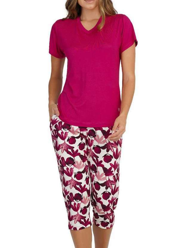 Pijama Feminino Curto Podiun 255106 416-Floral-Monet