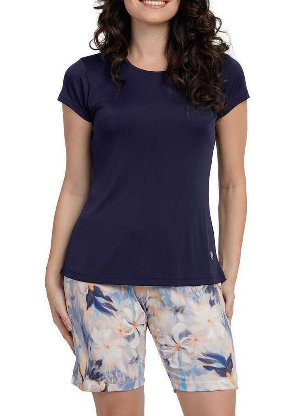 Vista 2 Pijama Feminino Curto Podiun 265002 495-Floral-Aurora Podiun