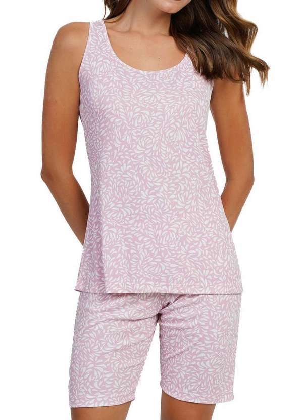 Pijama Feminino Curto Podiun Rosa