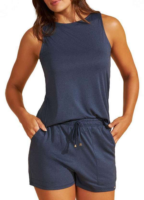Vista 2 Pijama Feminino Curto Recco 18160 20449-Mescla-Azul-Nuage Recco