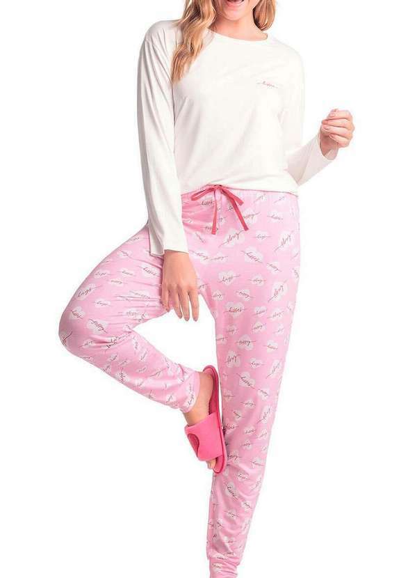 Vista 2 Pijama Feminino Longo Espaço Pijama 4010332 Rosa Espaço Pijama