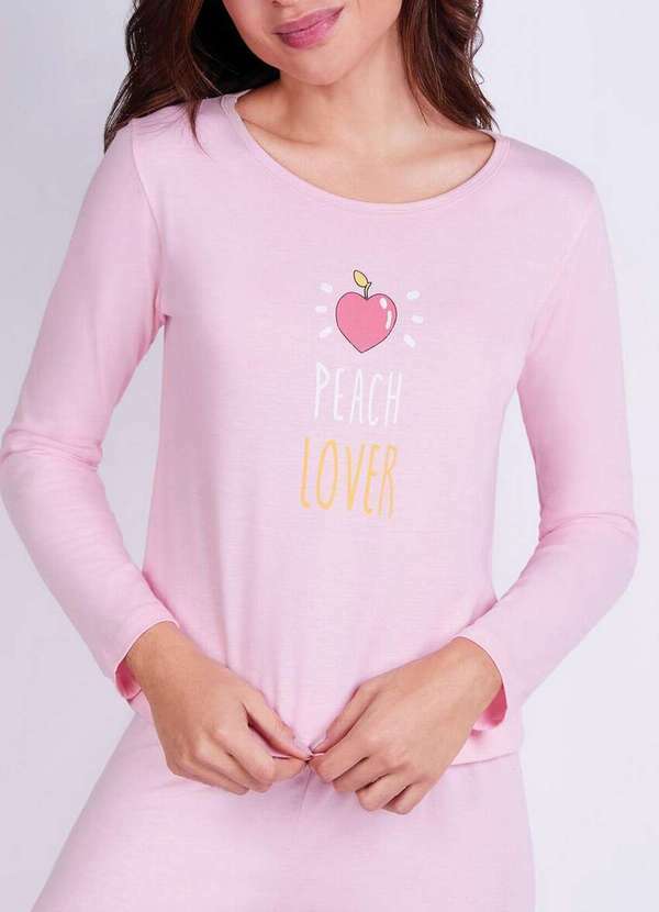 Vista 2 Pijama Feminino Longo Lupo 24417-001 5110-Rosa Lupo