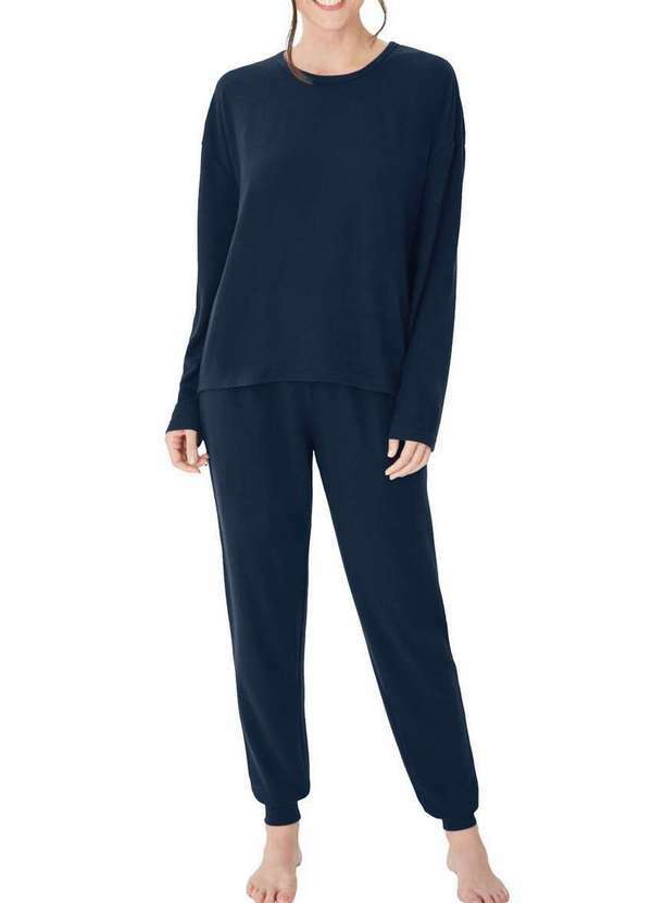 Vista 2 Pijama Feminino Longo Malwee 1000124648 02023-Marinho Malwee
