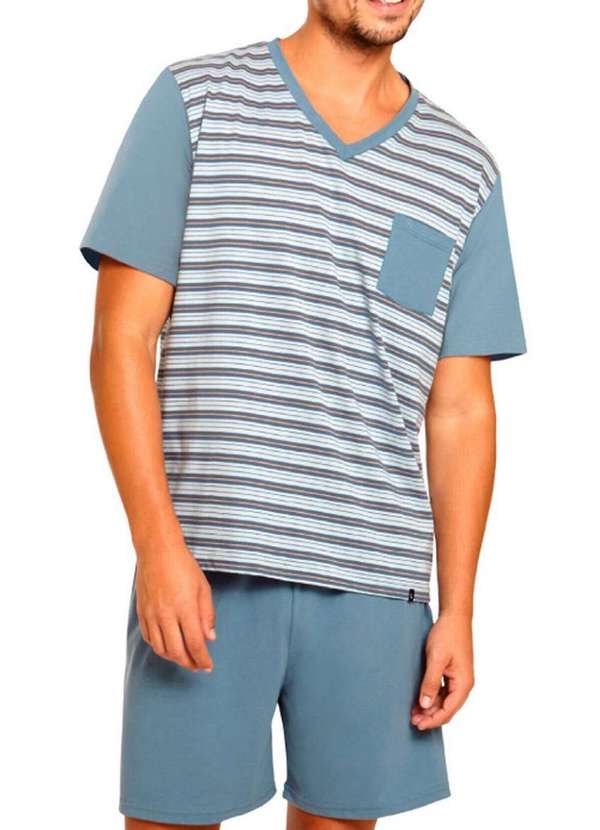Pijama Masculino Curto Lupo 28156-001 0770-Azul