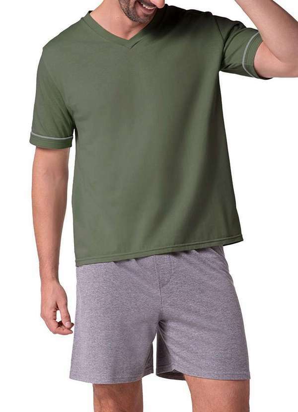 Vista 2 Pijama Masculino Curto Lupo 28000-001 4023-Cacto Lupo