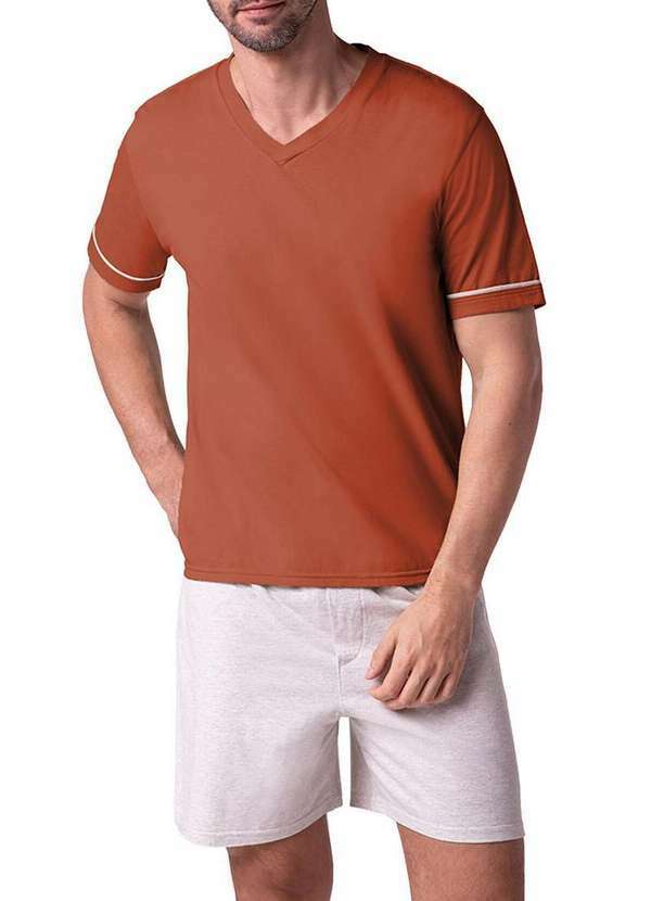 Vista 2 Pijama Masculino Curto Lupo 28000-001 6360-Nude-Bronze Lupo