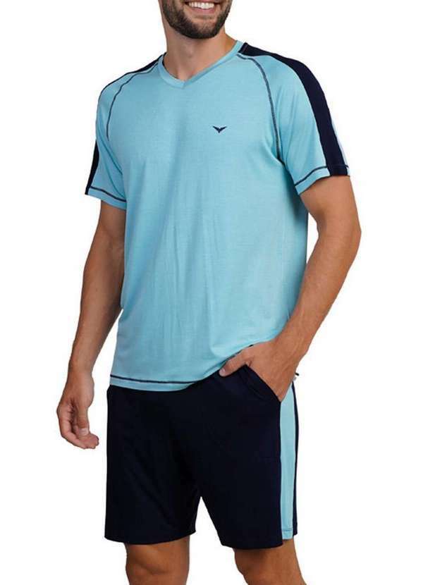 Vista 2 Pijama Masculino Curto Podiun 268054 464-Brisa-Azul Podiun