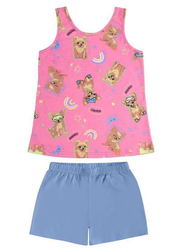Vista 2 Pijama Infantil Menina Curto Malwee 1000130561 Ds74b-Rosa Malwee