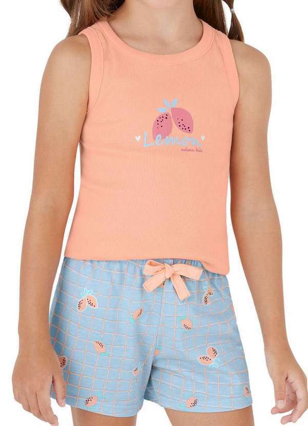 Pijama Infantil Menina Curto Malwee Laranja 1000130564