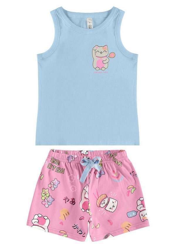 Pijama Infantil Menina Curto Malwee Azul 1000130564