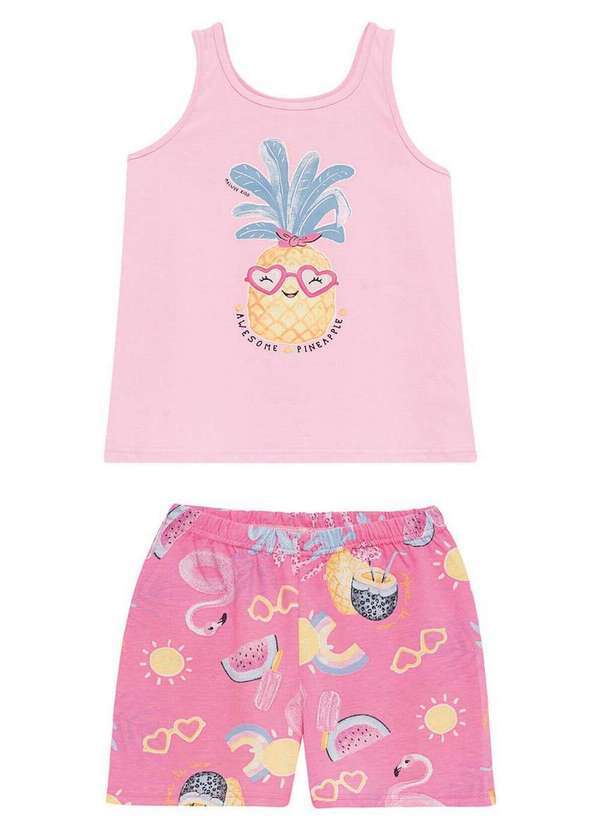 Pijama Infantil Menina Curto Rosa