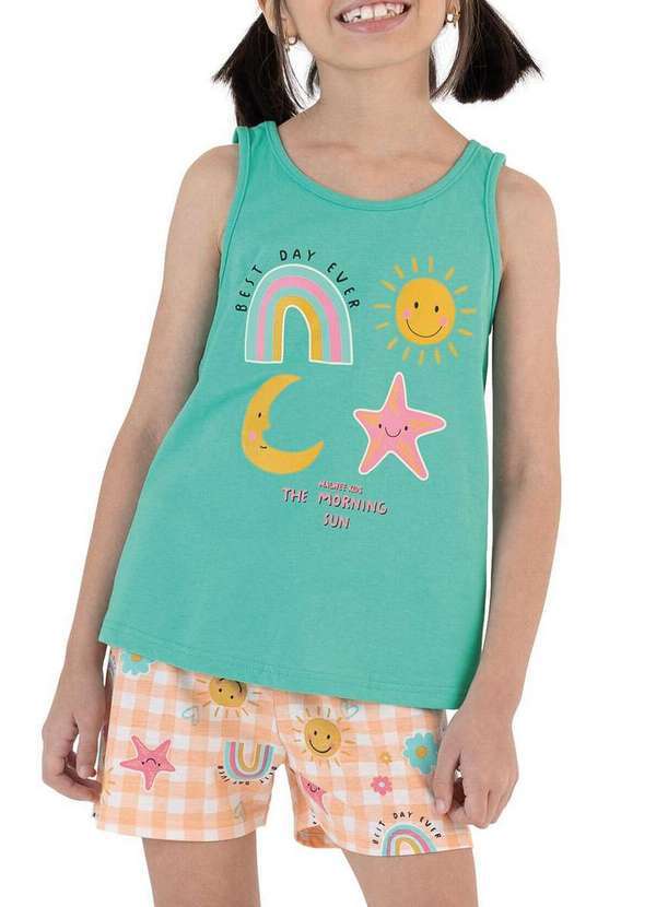 Pijama Infantil Menina Curto Verde