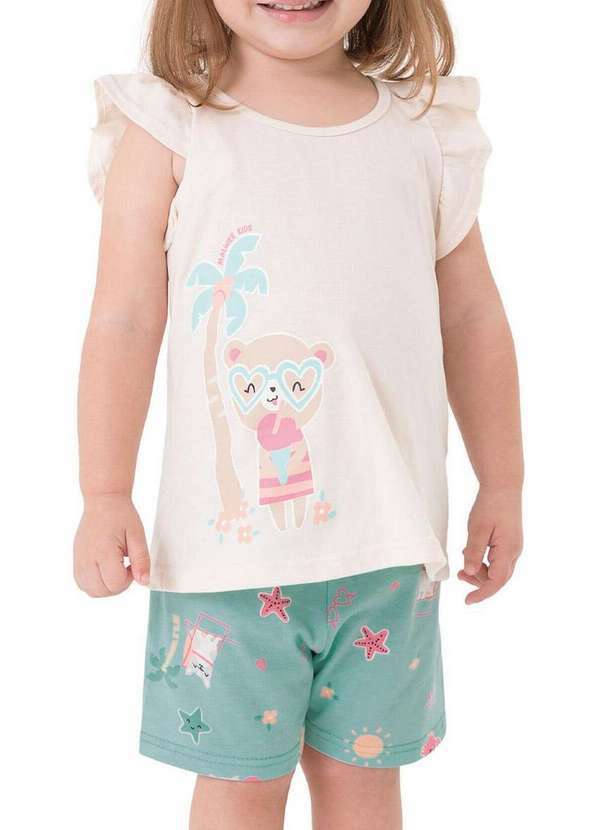 Pijama Infantil Menina Curto Branco