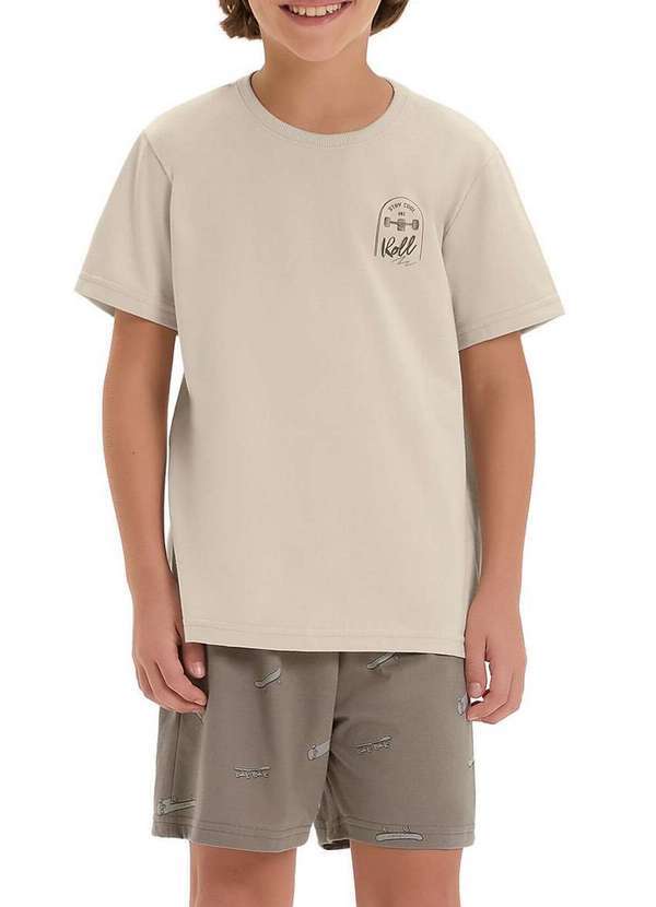 Pijama Infantil Menino Curto Bege