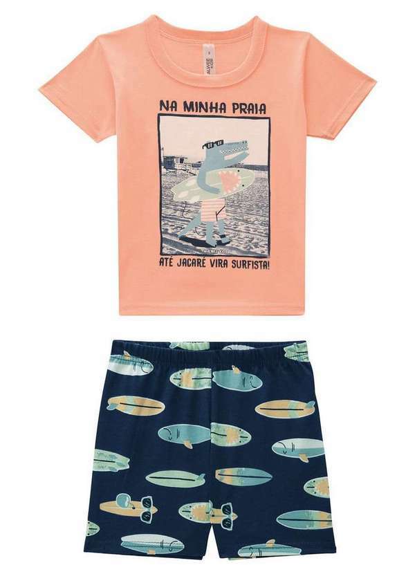 Pijama Infantil Menino Curto Malwee Laranja 1000131957