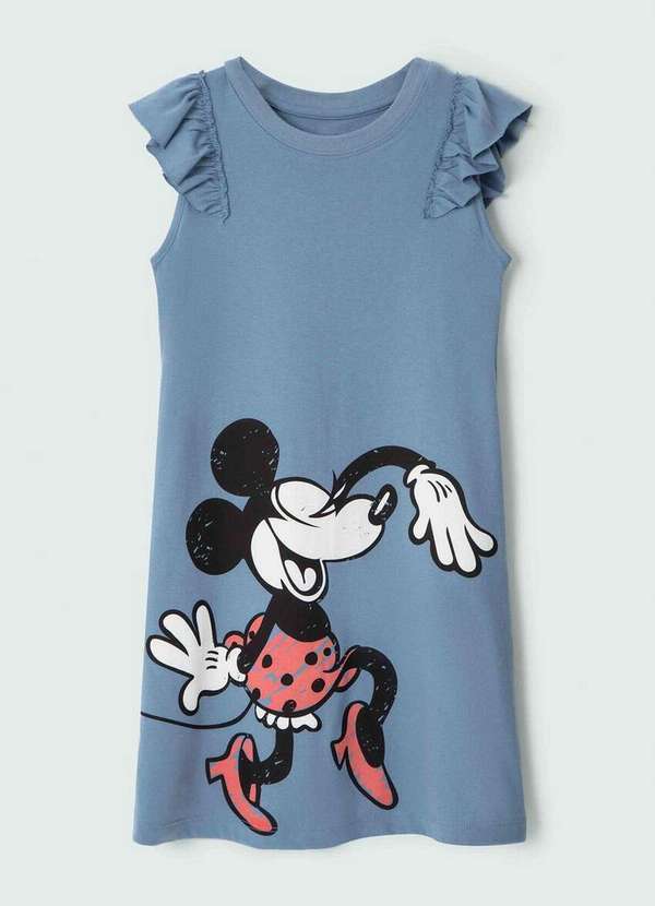 Camisola Infantil Menina Curta Minnie Mouse Azul