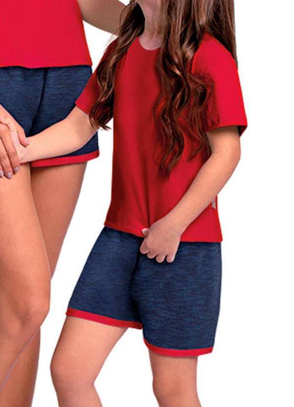 Vista 2 Pijama Infantil Menina Curto Lupo 22344-001 5650-Vermelho Lupo