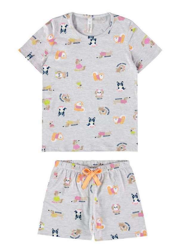 Vista 2 Pijama Infantil Menina Curto Malwee 1000122802 Dm92a-Cinza Malwee