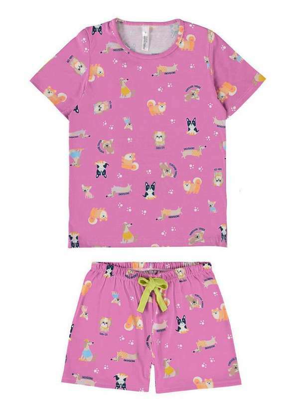 Vista 2 Pijama Infantil Menina Curto Malwee 1000122802 Dm92b-Lilas Malwee